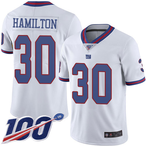 Men New York Giants 30 Antonio Hamilton Limited White Rush Vapor Untouchable 100th Season Football NFL Jersey